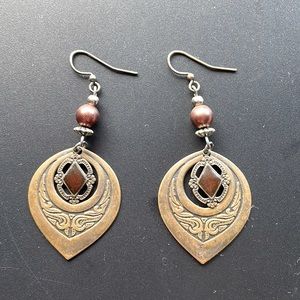 Brass teardrop dangly boho earrings